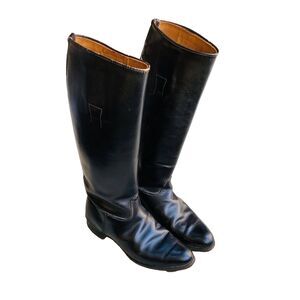 Black Leather Riding Boots Equestrian Motorcycle Knee High by Colt USA Vintage